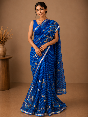 Ranas Blue Color Gota & Sequins Work Saree