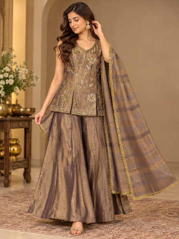 Ranas Lavender Tissue Indo-Western Dress