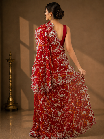 Ranas Gota Patti Work Bandhej Saree