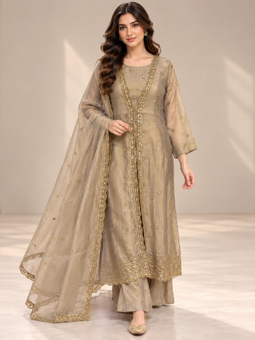 Ranas Champagne Color Crush Tissue Three-Piece Suit Set