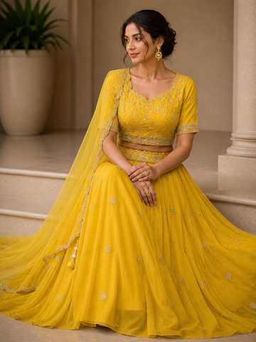 Ranas Yellow Color Designer Lehenga