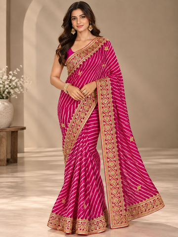 Ranas Gota Patti Work Leheriya Saree