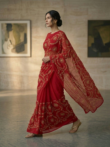 Ranas Red Color Sikiya Gota Saree
