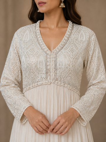 Ranas Cream Color Anarkali Suit