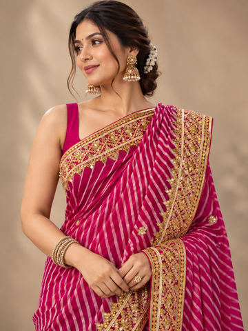 Ranas Gota Patti Work Leheriya Saree