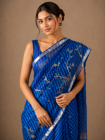 Ranas Blue Color Gota & Sequins Work Saree