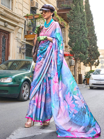 Ranas Luxe Printed Satin Designer Saree