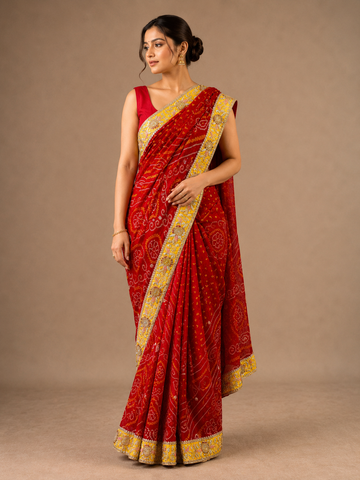 Ranas Zardosi Work Premium Bandehj Saree