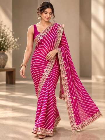 Ranas Gota Patti Work Rani Leheriya Saree