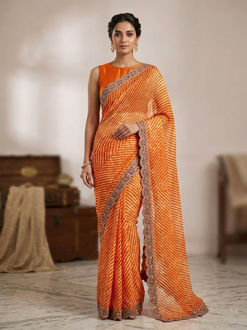 Ranas Marori Work Leheriya Saree