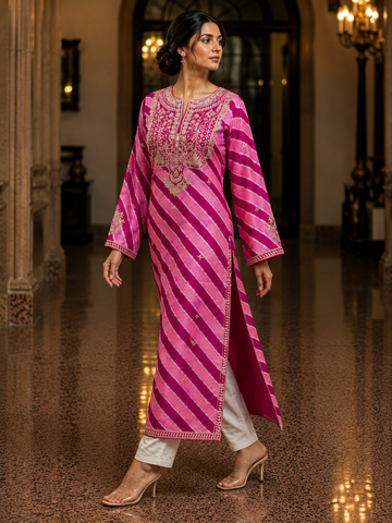 Ranas Gota Patti Work Leheriya Kurti