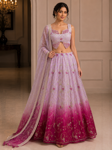 Ranas Pink & Rani Shaded Designer Lehenga