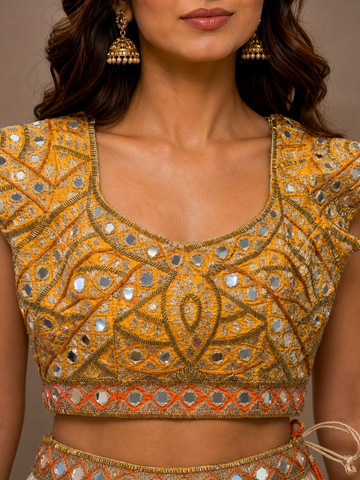 Ranas Beige Color Mirror Work Lehenga