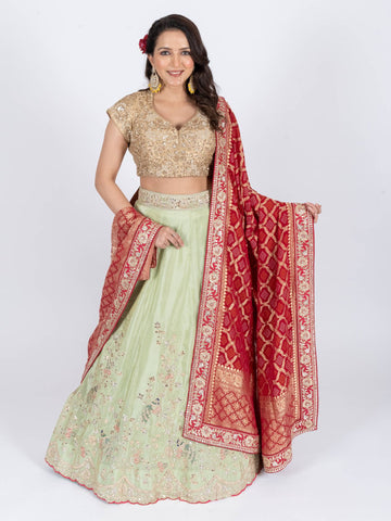 Ranas Pista Green Designer Lehenga