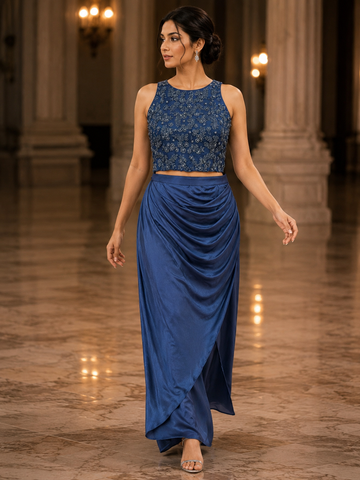 Ranas Indo-Western Draped Skirt Set