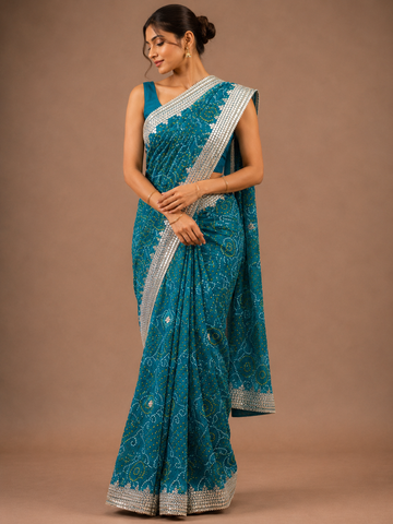 Ranas Rama Green Color Gota Patti Saree
