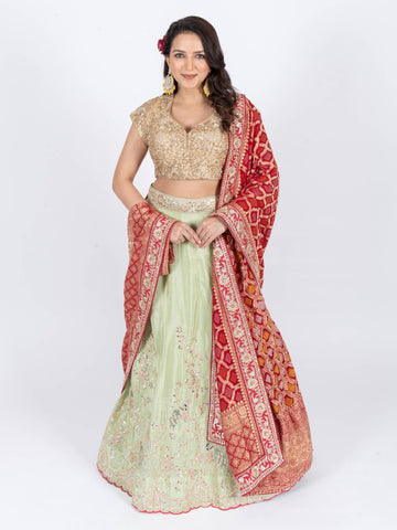 Ranas Pista Green Designer Lehenga