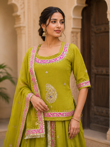 Ranas Mehendi Green Color Rajputi Poshak