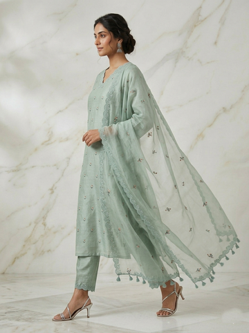 Ranas Sea Green Color Suit