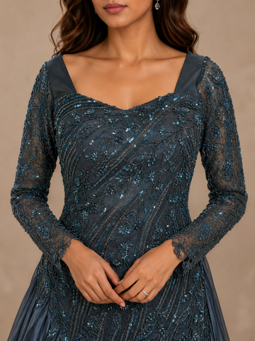 Ranas Blue Color Designer Gown