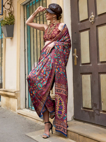 Ranas Printed Satin Saree
