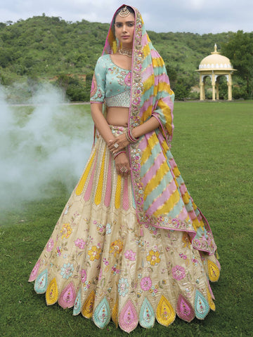 Ranas Multicolour  Zari Silk Lehenga Set