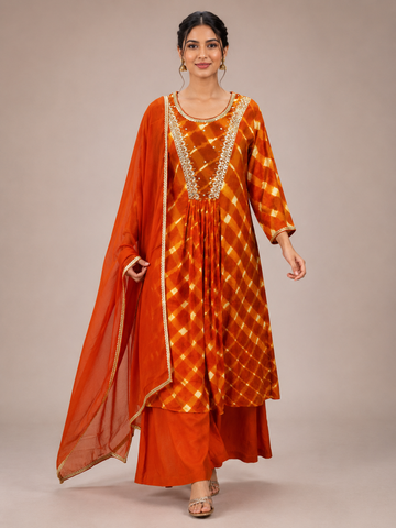 Ranas Orange Leheriya Festive Designer Suit