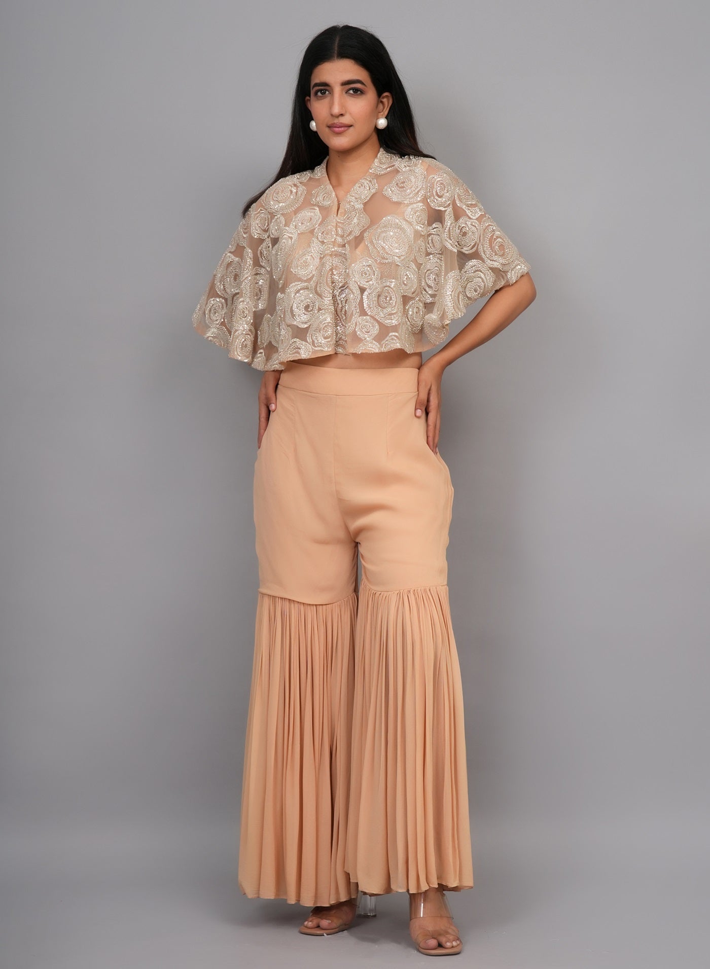 Ranas Sequine & Cutdana work Gharara Set With Jacket