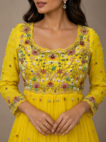Ranas Yellow Color Designer Gown