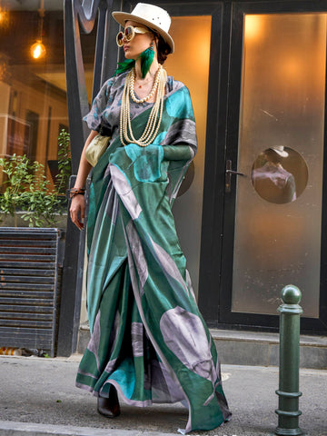 Ranas Refined Printed Satin Designer Saree