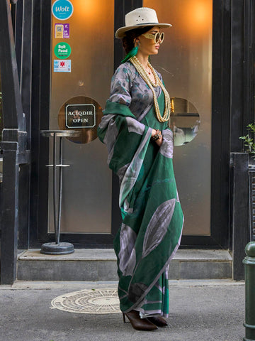 Ranas Refined Printed Satin Designer Saree
