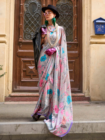Ranas floral Printed Satin Saree