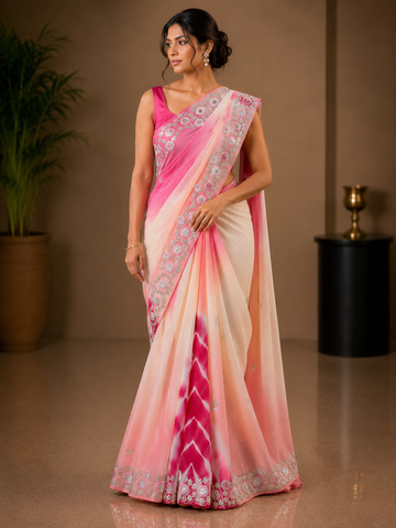 Ranas Pure Chiffon Tie Dye Leheriya Saree