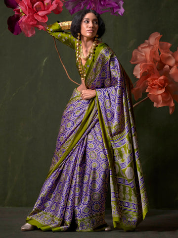 Ranas Elegant Ajarakh Printed Crepe Saree