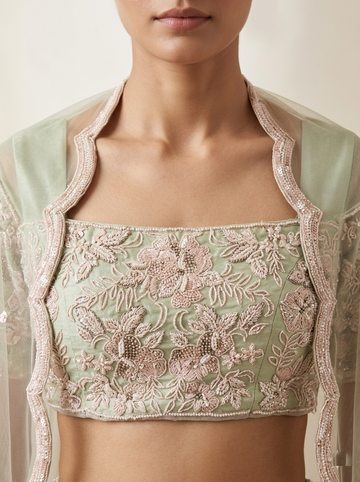 Ranas Pista Green Designer Lehenga