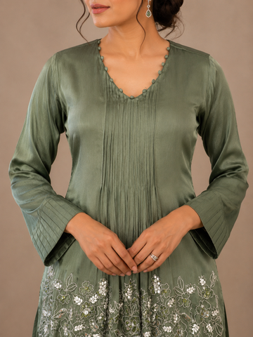 Ranas Olive Green Sharara Set