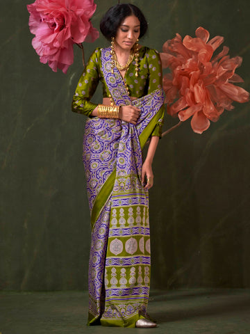 Ranas Elegant Ajarakh Printed Crepe Saree