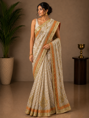 Ranas Zardosi & Sequine Work Designer Saree