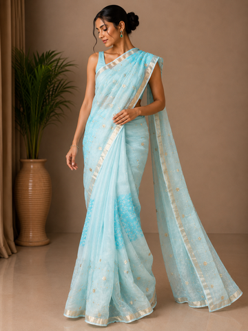 Ranas Gota & Aari Work Kota Silk saree with bandhej Pallu