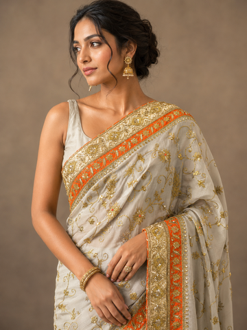 Ranas Zardosi & Sequine Work Designer Saree