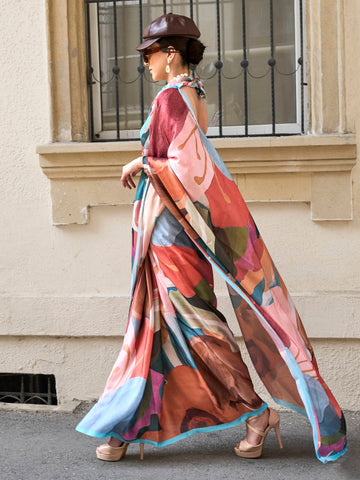 Ranas Chic Printed Satin Saree