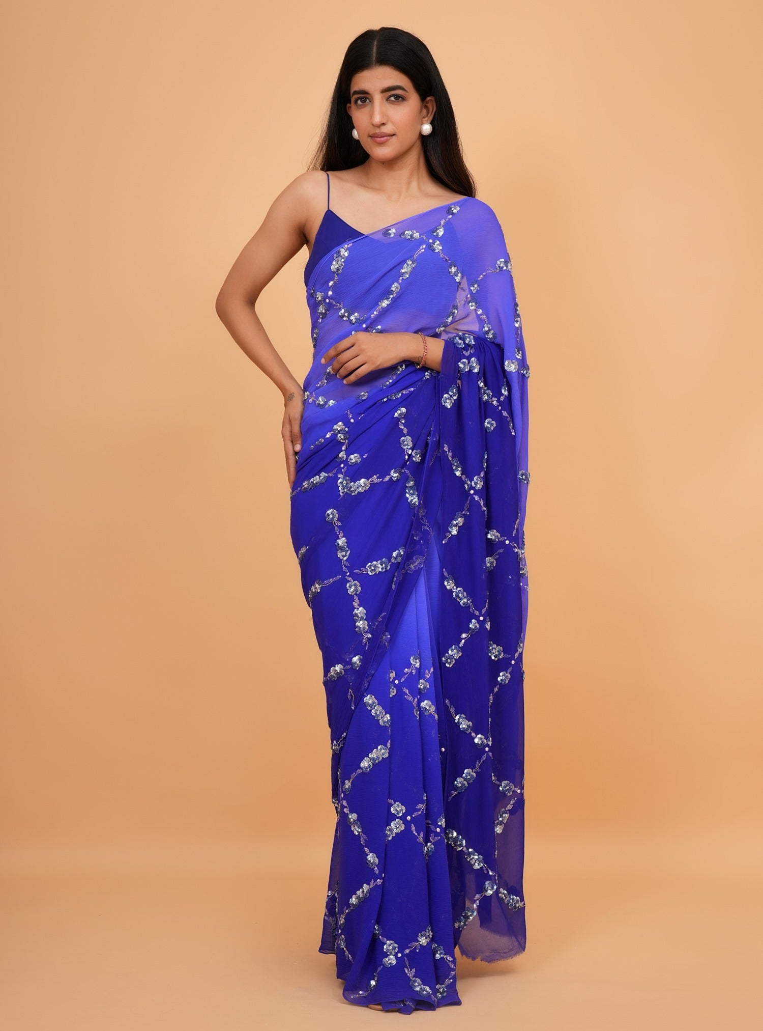 Ranas Blue Color Sequine work Saree