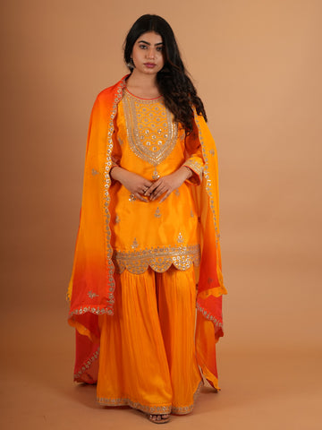 Ranas Mustard Yellow Sharara Set