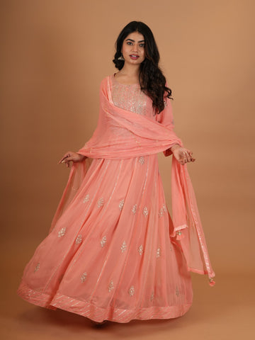 Ranas Peach color Anarkali Suit