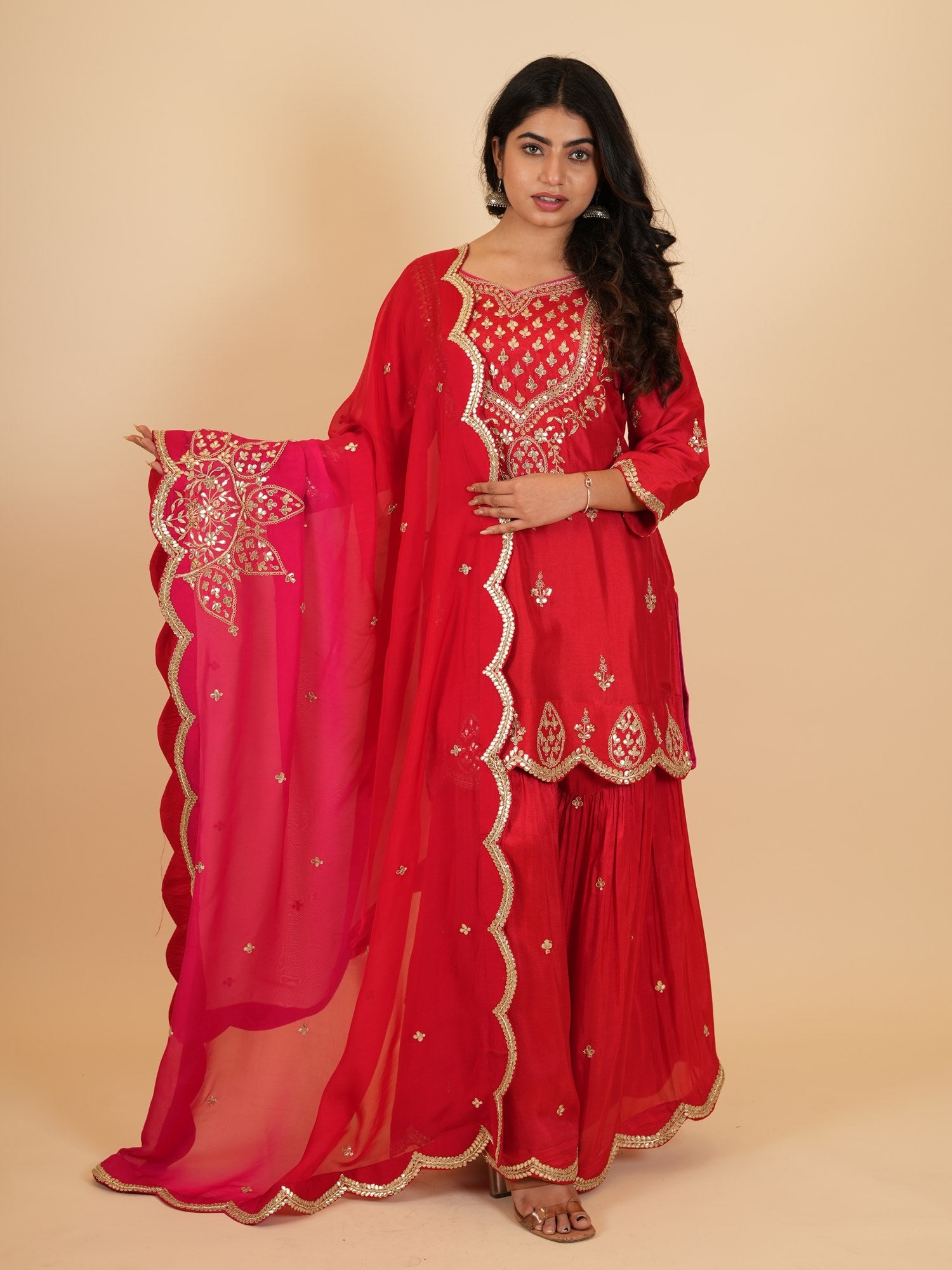 Ranas Red Color Designer Sharara Set