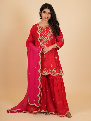 Ranas Red Color Designer Sharara Set
