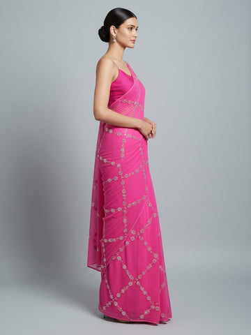 Ranas Pink Color Pure Chiffon Saree