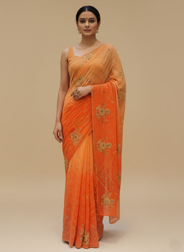 Ranas Pure Chiffon Aari Taari Work Saree