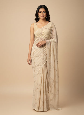 Ranas Sequine Work Pure Chiffon Saree
