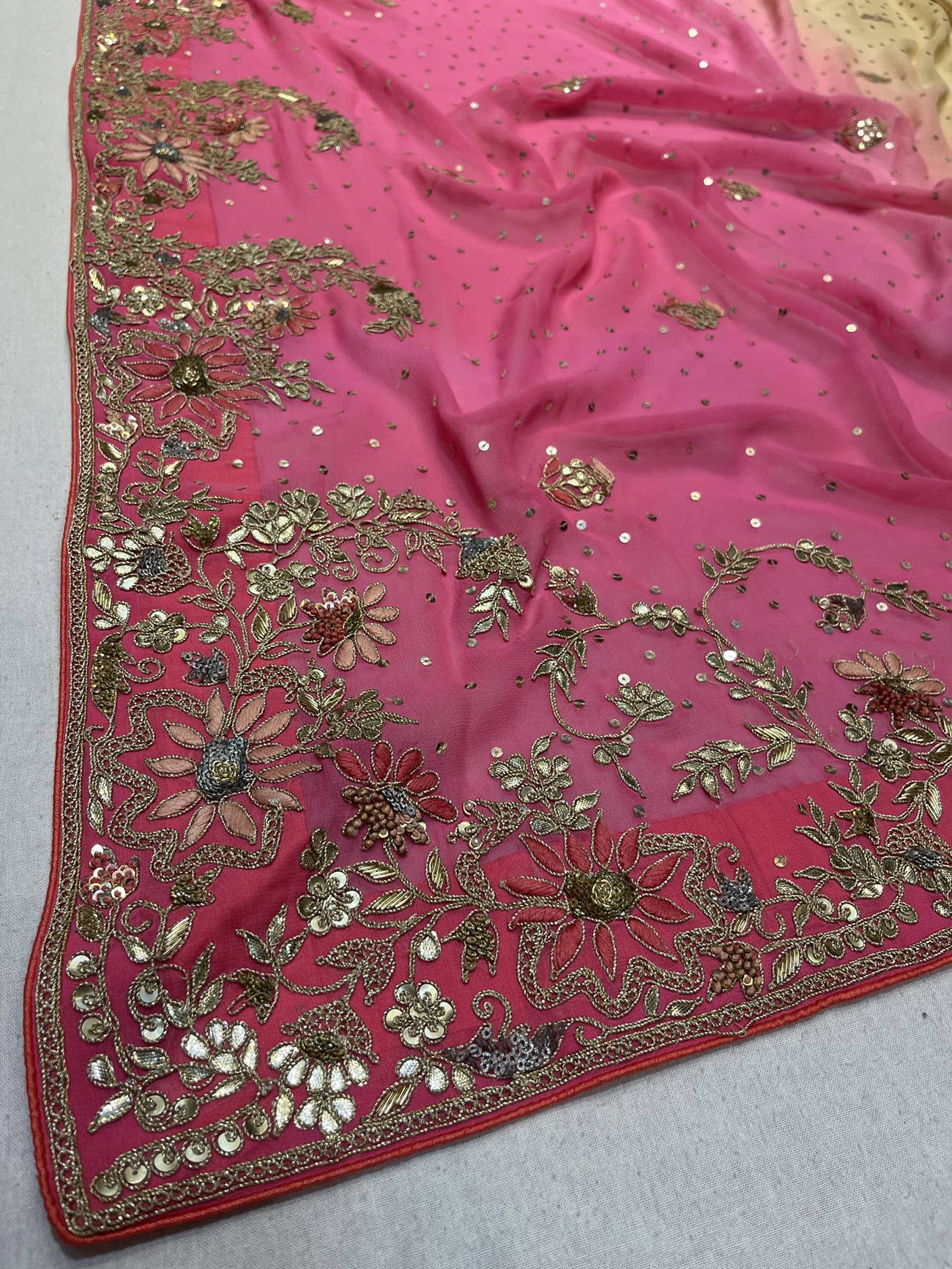 Ranas Peach & Pink Shaded Saree